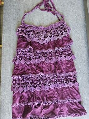Purple Crochet Tiered Halter Top